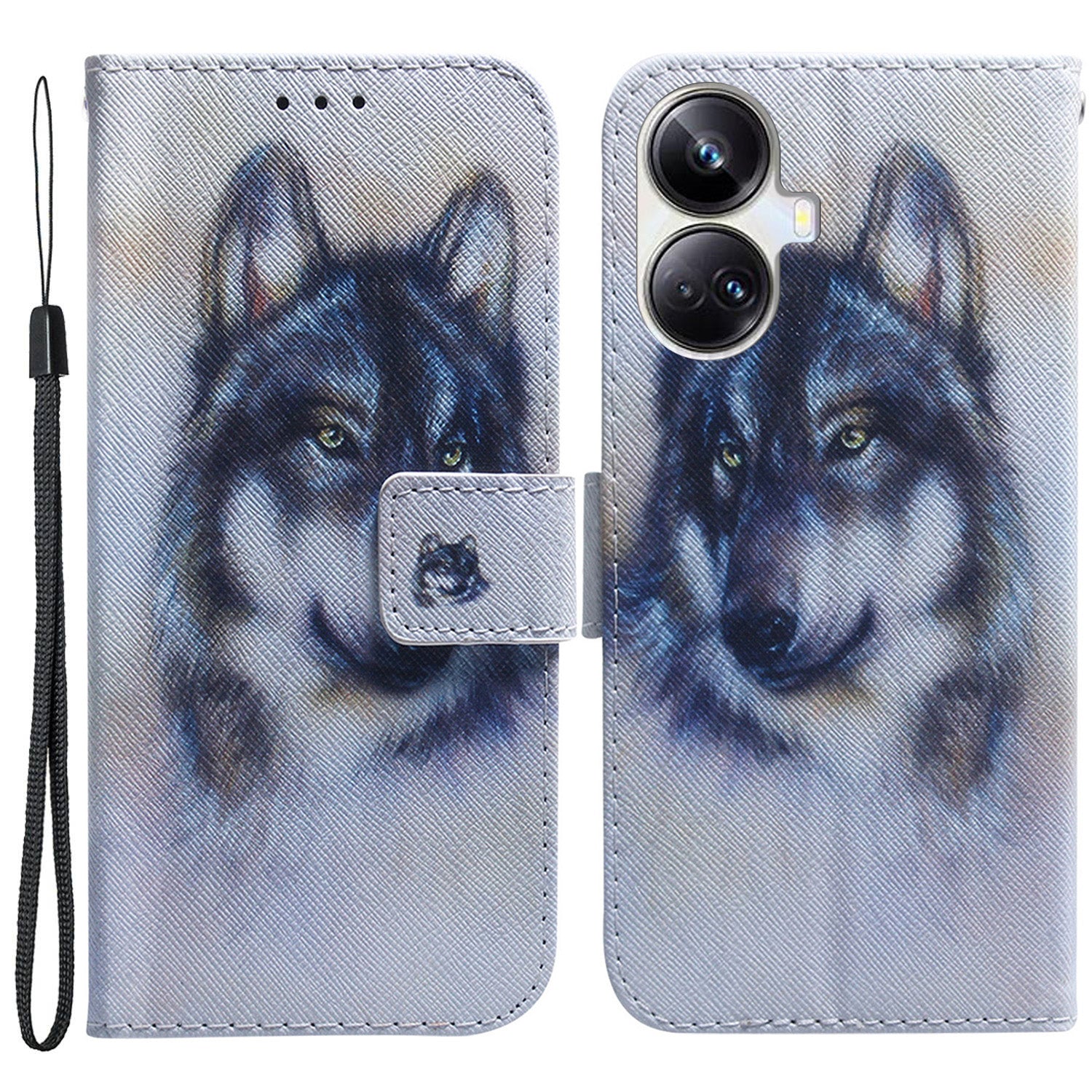 For Realme 10 Pro+ 5G PU Leather Wallet Phone Case Pattern Printing Stand Cover with Wrist Strap