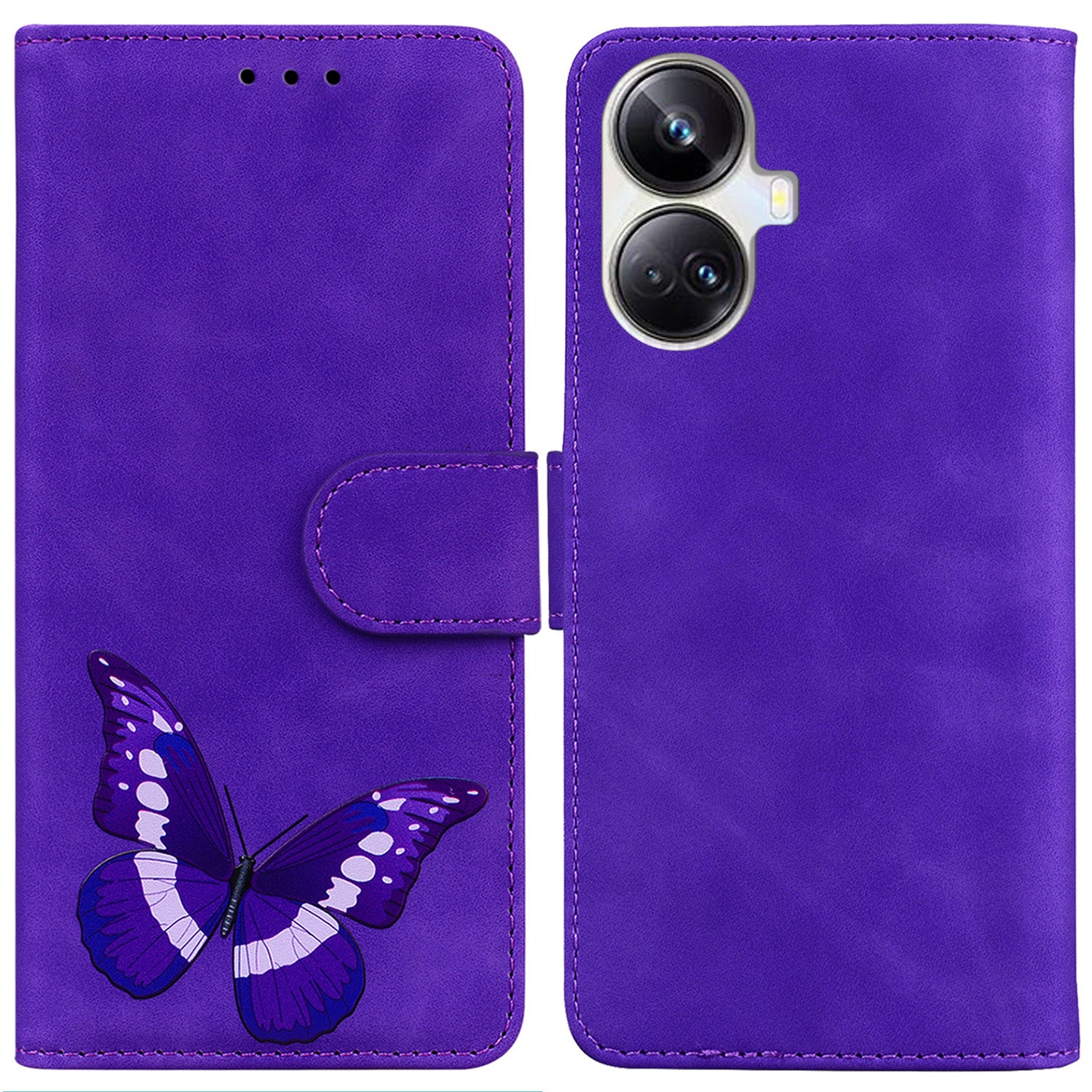 For Realme 10 Pro+ 5G Butterfly Printing Phone Stand Cover Leather Wallet Shockproof Case