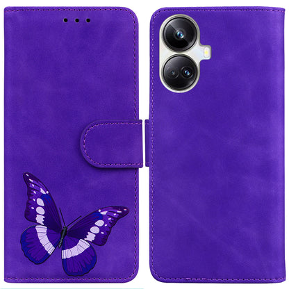 For Realme 10 Pro+ 5G Butterfly Printing Phone Stand Cover Leather Wallet Shockproof Case