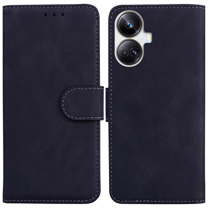 For Realme 10 Pro+ 5G Solid Color Stand Wallet Cover Anti-Fingerprint Leather Phone Case 