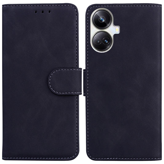 For Realme 10 Pro+ 5G Solid Color Stand Wallet Cover Anti-Fingerprint Leather Phone Case 