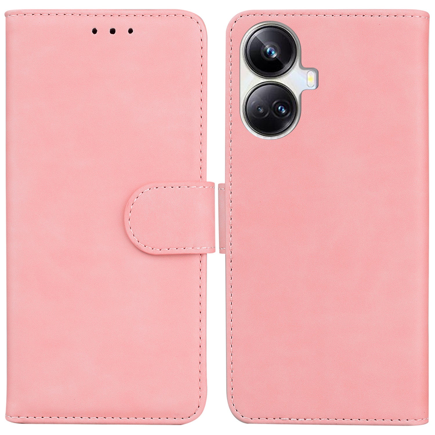 For Realme 10 Pro+ 5G Solid Color Stand Wallet Cover Anti-Fingerprint Leather Phone Case 