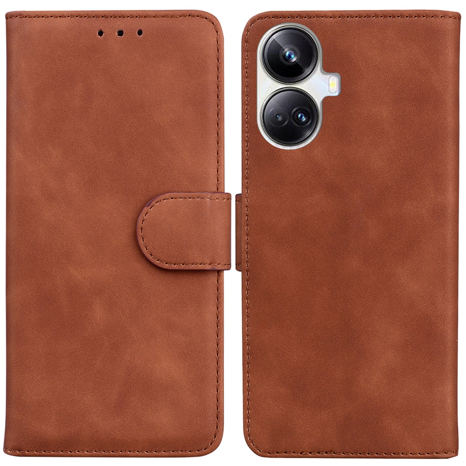 For Realme 10 Pro+ 5G Solid Color Stand Wallet Cover Anti-Fingerprint Leather Phone Case 