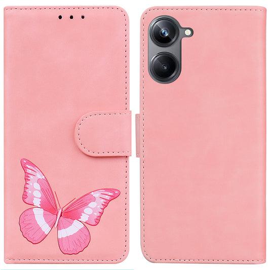 For Realme 10 Pro 5G Butterfly Printing Phone Stand Cover Shockproof Leather Wallet Case