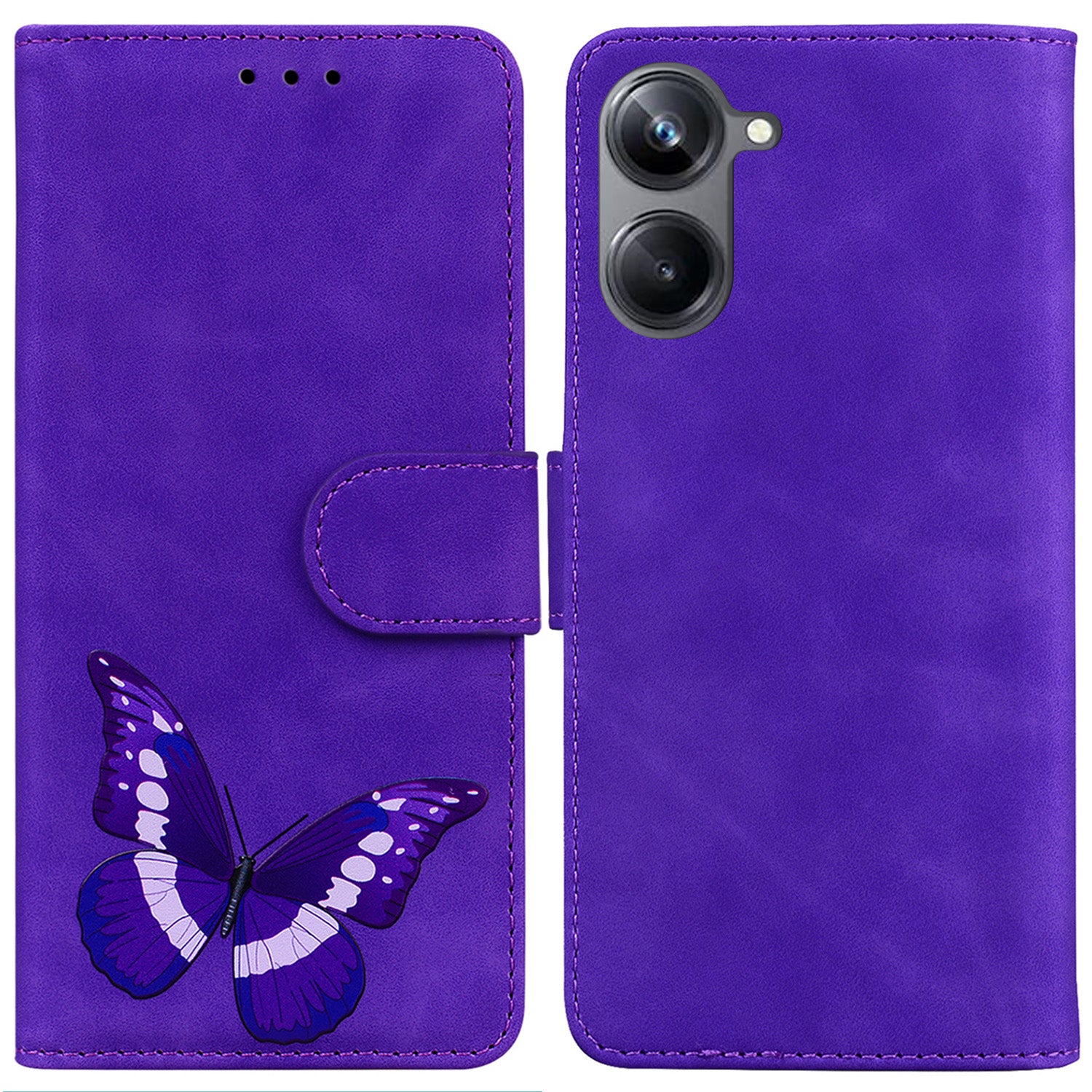 For Realme 10 Pro 5G Butterfly Printing Phone Stand Cover Shockproof Leather Wallet Case