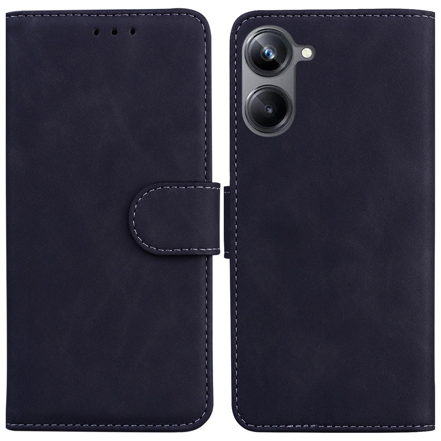For Realme 10 Pro 5G Solid Color Stand Wallet Cover Anti-fall Flip PU Leather Phone Case 