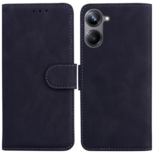 For Realme 10 Pro 5G Solid Color Stand Wallet Cover Anti-fall Flip PU Leather Phone Case 