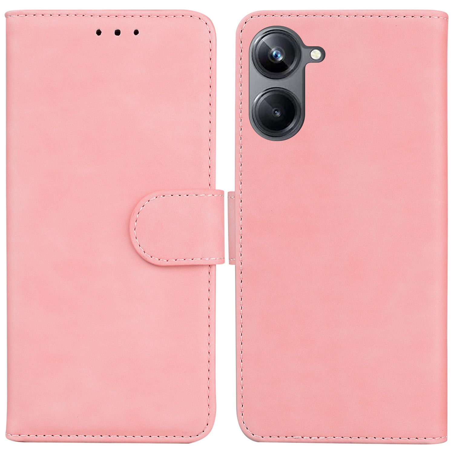 For Realme 10 Pro 5G Solid Color Stand Wallet Cover Anti-fall Flip PU Leather Phone Case 