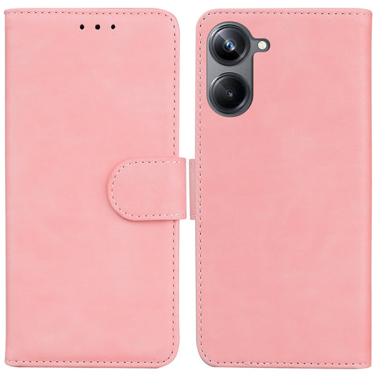 For Realme 10 Pro 5G Solid Color Stand Wallet Cover Anti-fall Flip PU Leather Phone Case 