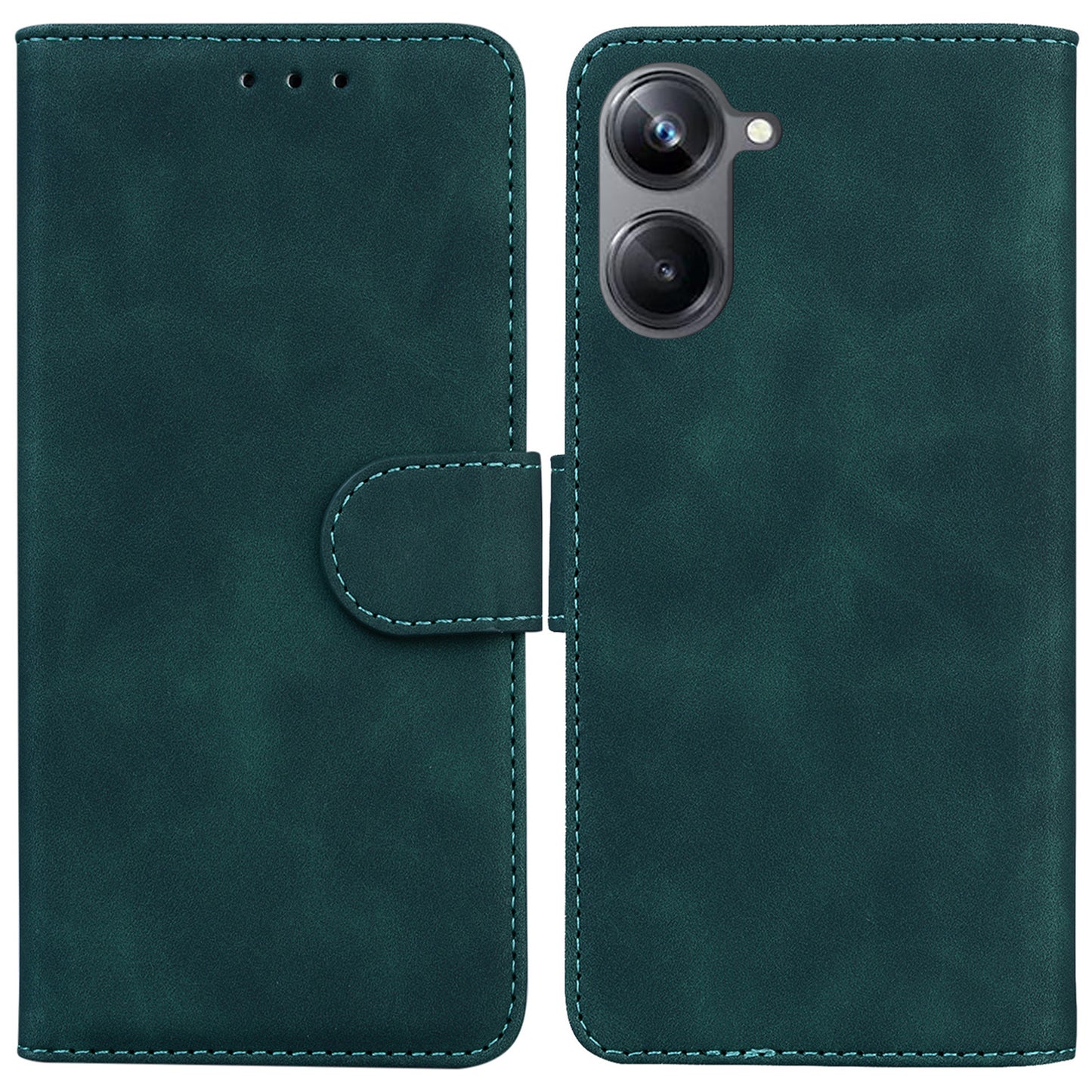 For Realme 10 Pro 5G Solid Color Stand Wallet Cover Anti-fall Flip PU Leather Phone Case 