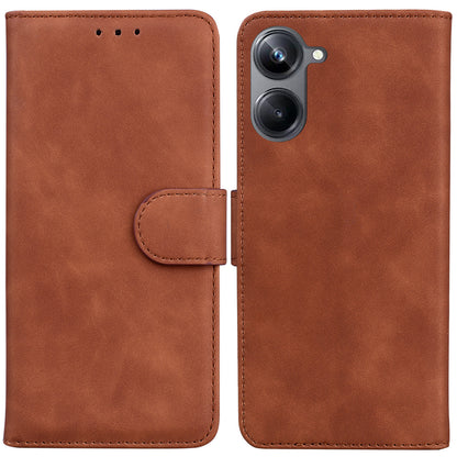 For Realme 10 Pro 5G Solid Color Stand Wallet Cover Anti-fall Flip PU Leather Phone Case 