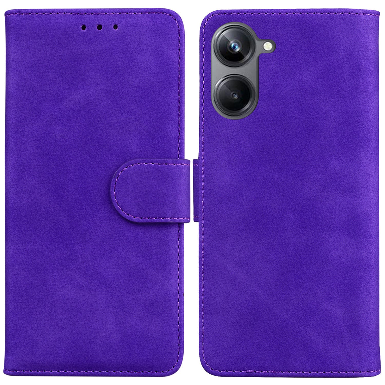 For Realme 10 Pro 5G Solid Color Stand Wallet Cover Anti-fall Flip PU Leather Phone Case 