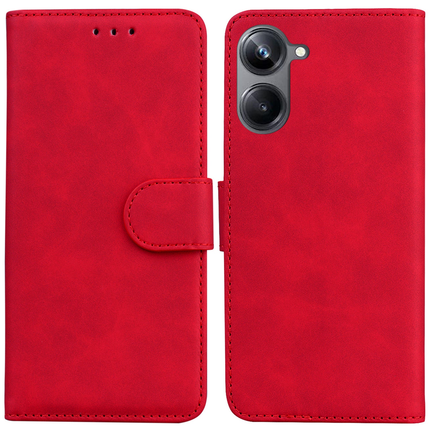 For Realme 10 Pro 5G Solid Color Stand Wallet Cover Anti-fall Flip PU Leather Phone Case 
