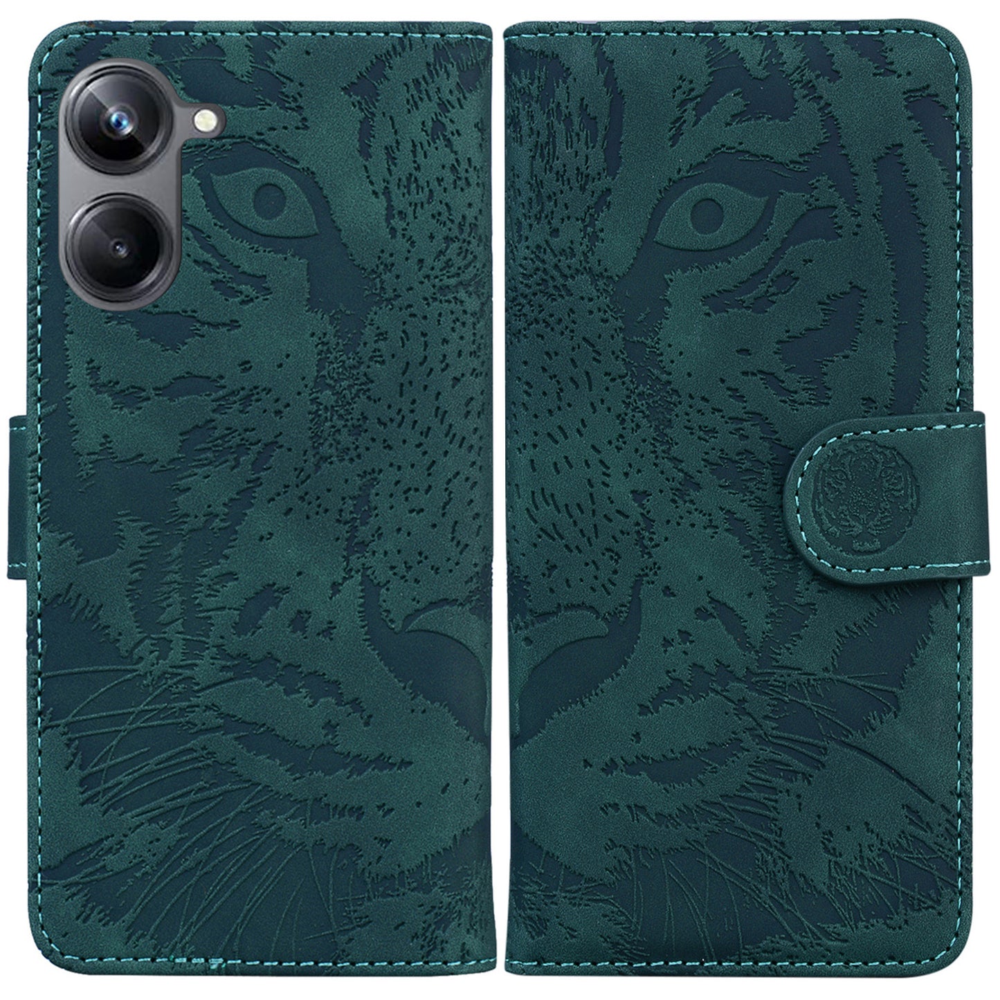 Flip Wallet Case for Realme 10 Pro 5G , Tiger Pattern Imprinted PU Leather Stand Phone Cover