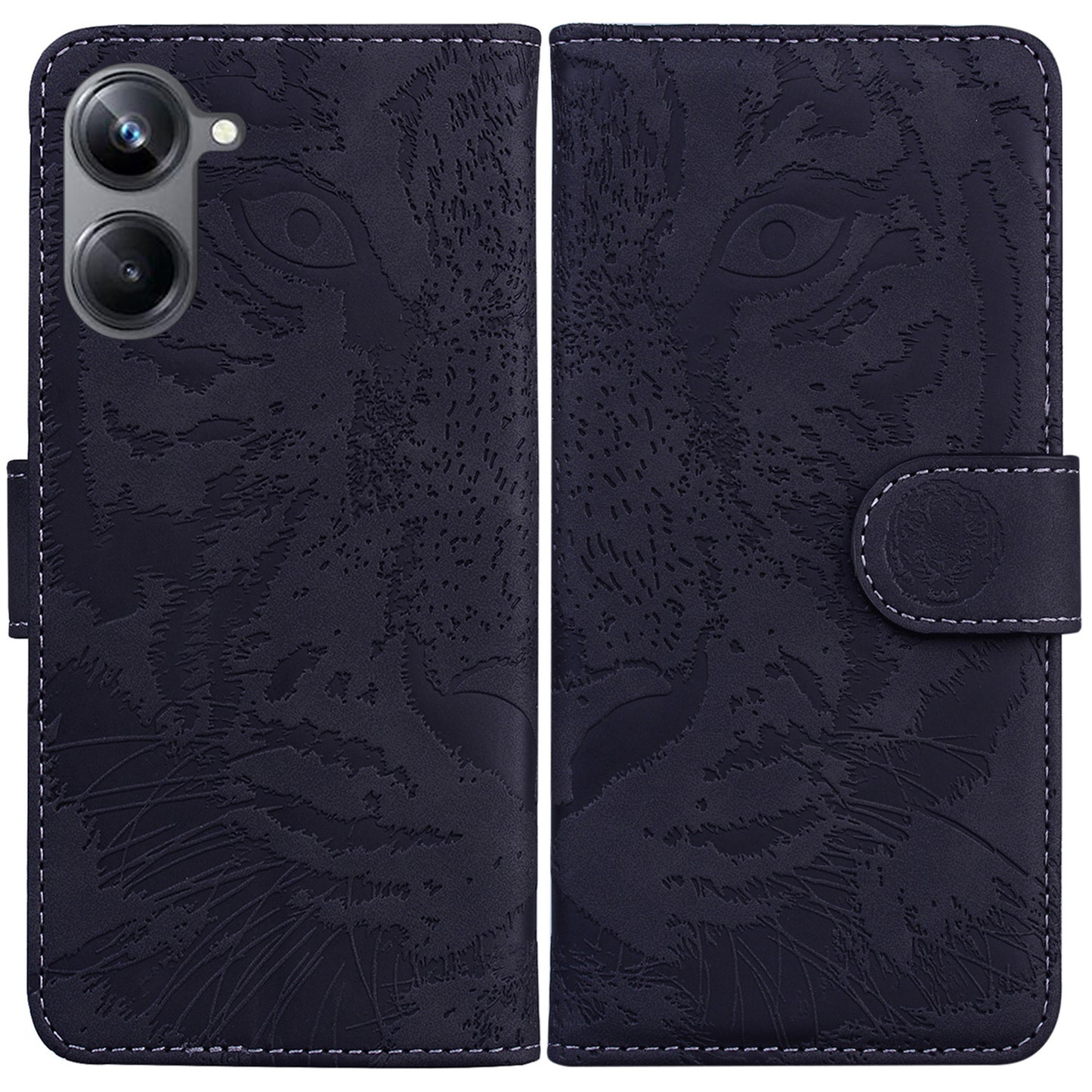 Flip Wallet Case for Realme 10 Pro 5G , Tiger Pattern Imprinted PU Leather Stand Phone Cover