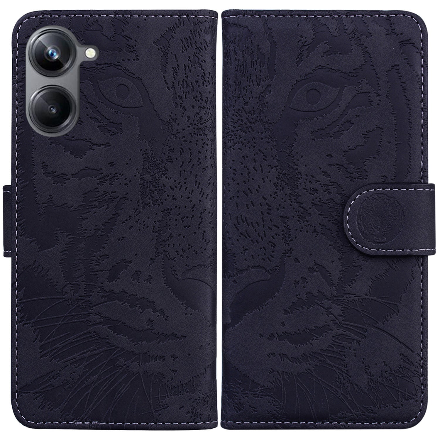 Flip Wallet Case for Realme 10 Pro 5G , Tiger Pattern Imprinted PU Leather Stand Phone Cover