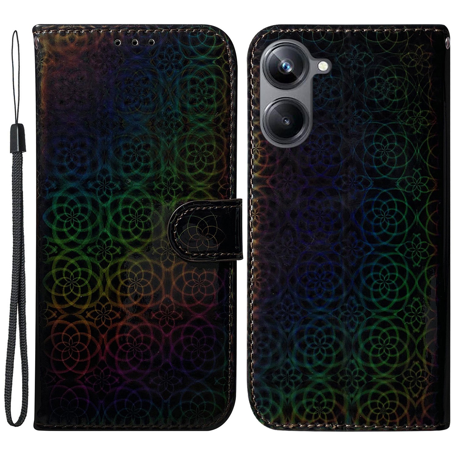For Realme 10 Pro 5G PU Leather Folio Case Dazzling Flower Pattern Stand Wallet Phone Cover