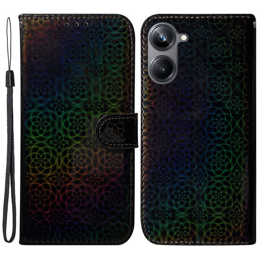 For Realme 10 Pro 5G PU Leather Folio Case Dazzling Flower Pattern Stand Wallet Phone Cover