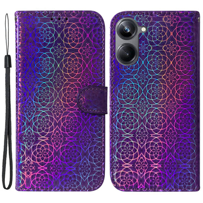 For Realme 10 Pro 5G PU Leather Folio Case Dazzling Flower Pattern Stand Wallet Phone Cover