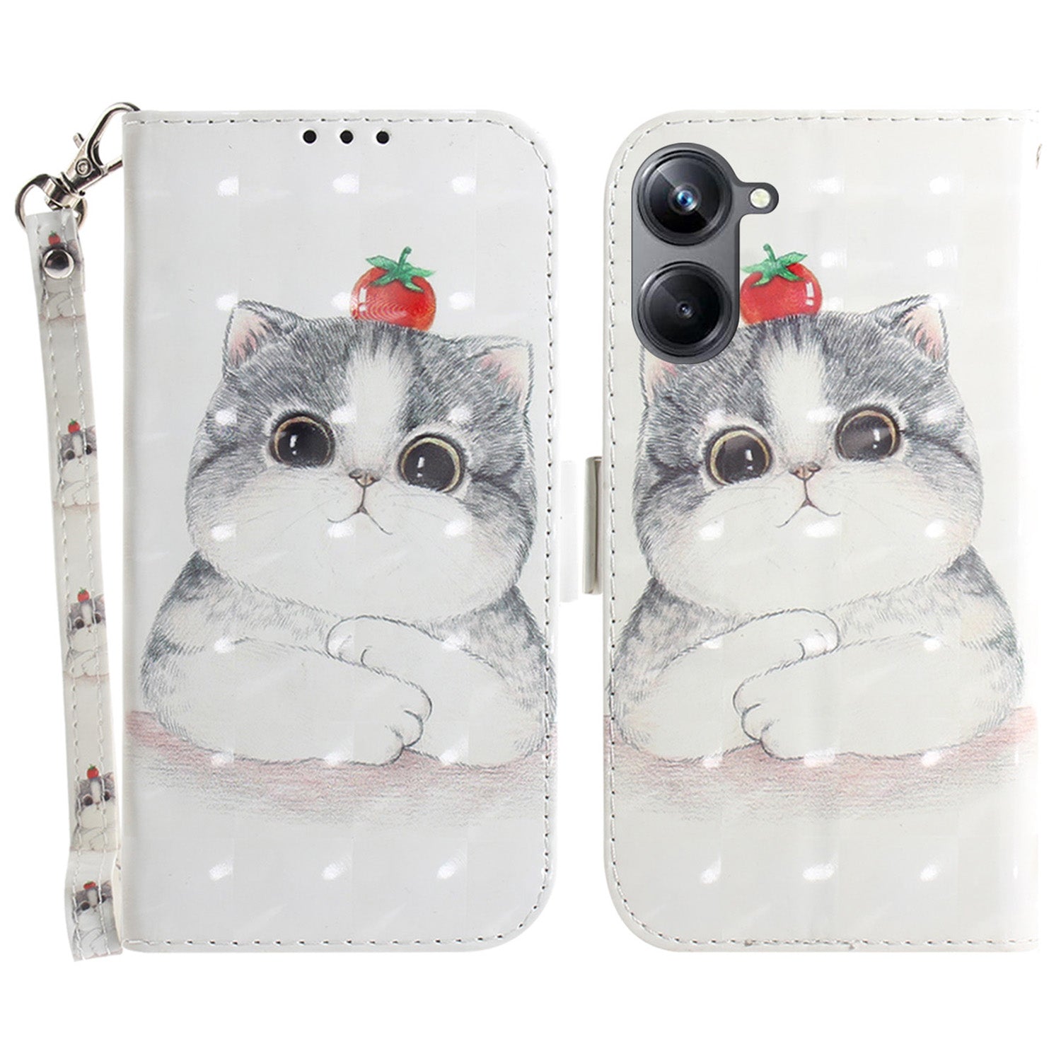 PU Leather Folio Flip Cover for Realme 10 Pro 5G Protective Wallet Phone Case with Strap