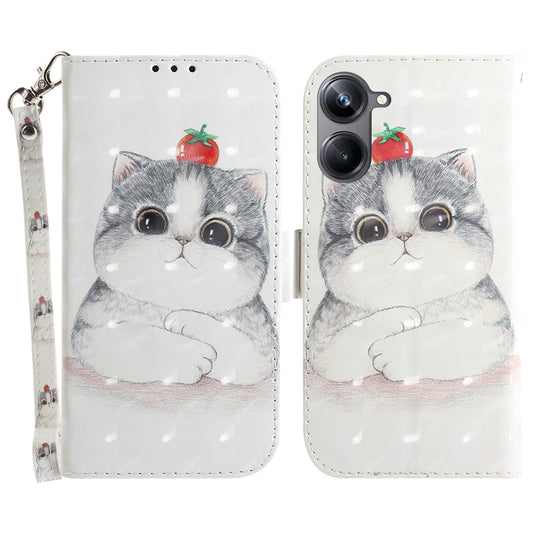 PU Leather Folio Flip Cover for Realme 10 Pro 5G Protective Wallet Phone Case with Strap
