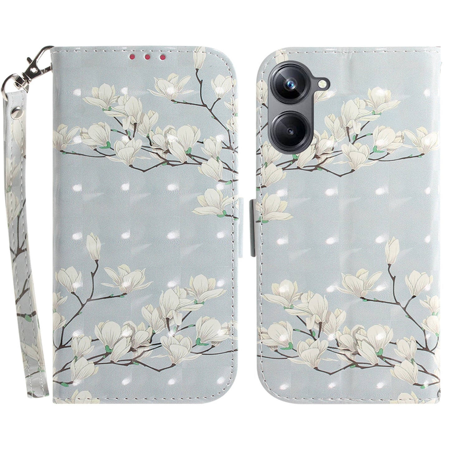PU Leather Folio Flip Cover for Realme 10 Pro 5G Protective Wallet Phone Case with Strap