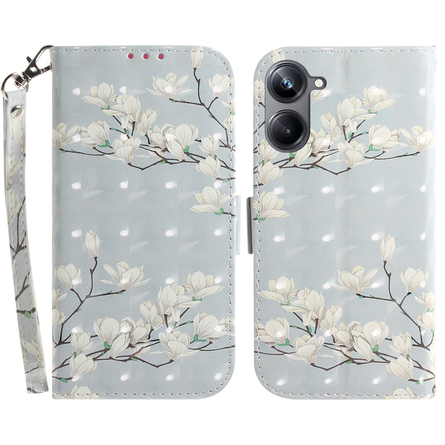 PU Leather Folio Flip Cover for Realme 10 Pro 5G Protective Wallet Phone Case with Strap