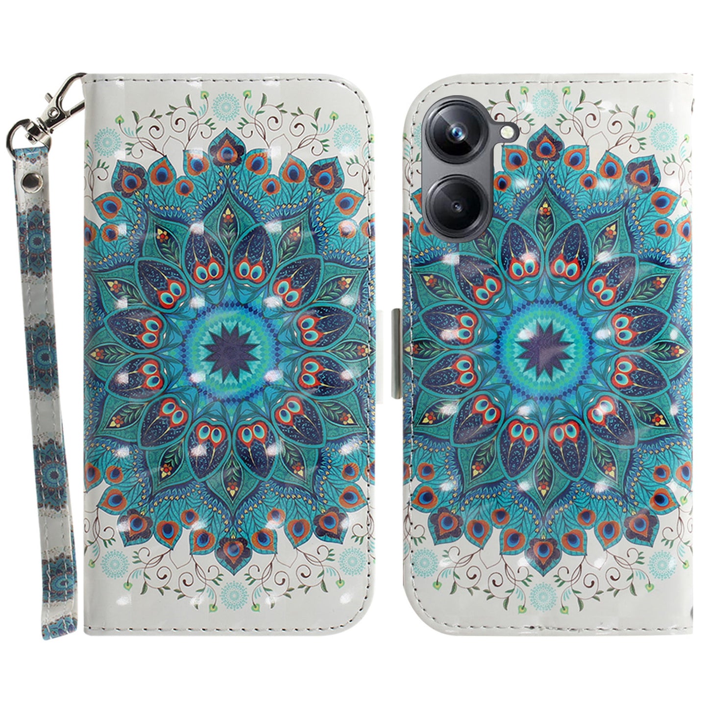 PU Leather Folio Flip Cover for Realme 10 Pro 5G Protective Wallet Phone Case with Strap