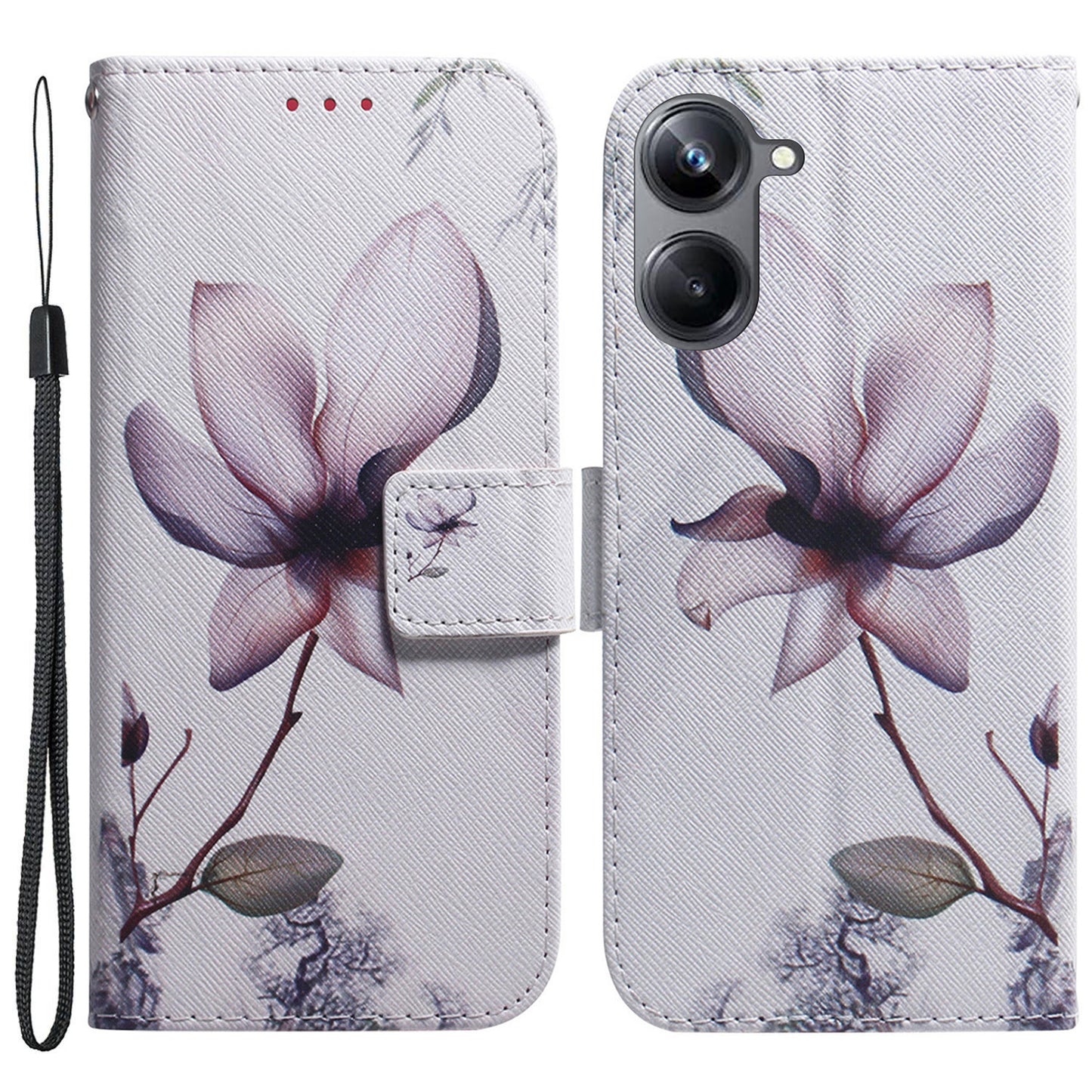 For Realme 10 Pro 5G Pattern Printing PU Leather Wallet Phone Case Stand Cover with Wrist Strap