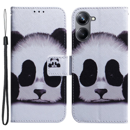 For Realme 10 Pro 5G Pattern Printing PU Leather Wallet Phone Case Stand Cover with Wrist Strap