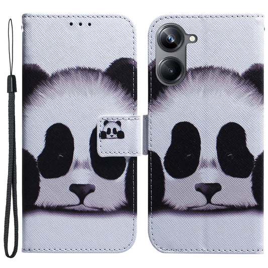 For Realme 10 Pro 5G Pattern Printing PU Leather Wallet Phone Case Stand Cover with Wrist Strap