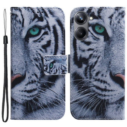 For Realme 10 Pro 5G Pattern Printing PU Leather Wallet Phone Case Stand Cover with Wrist Strap