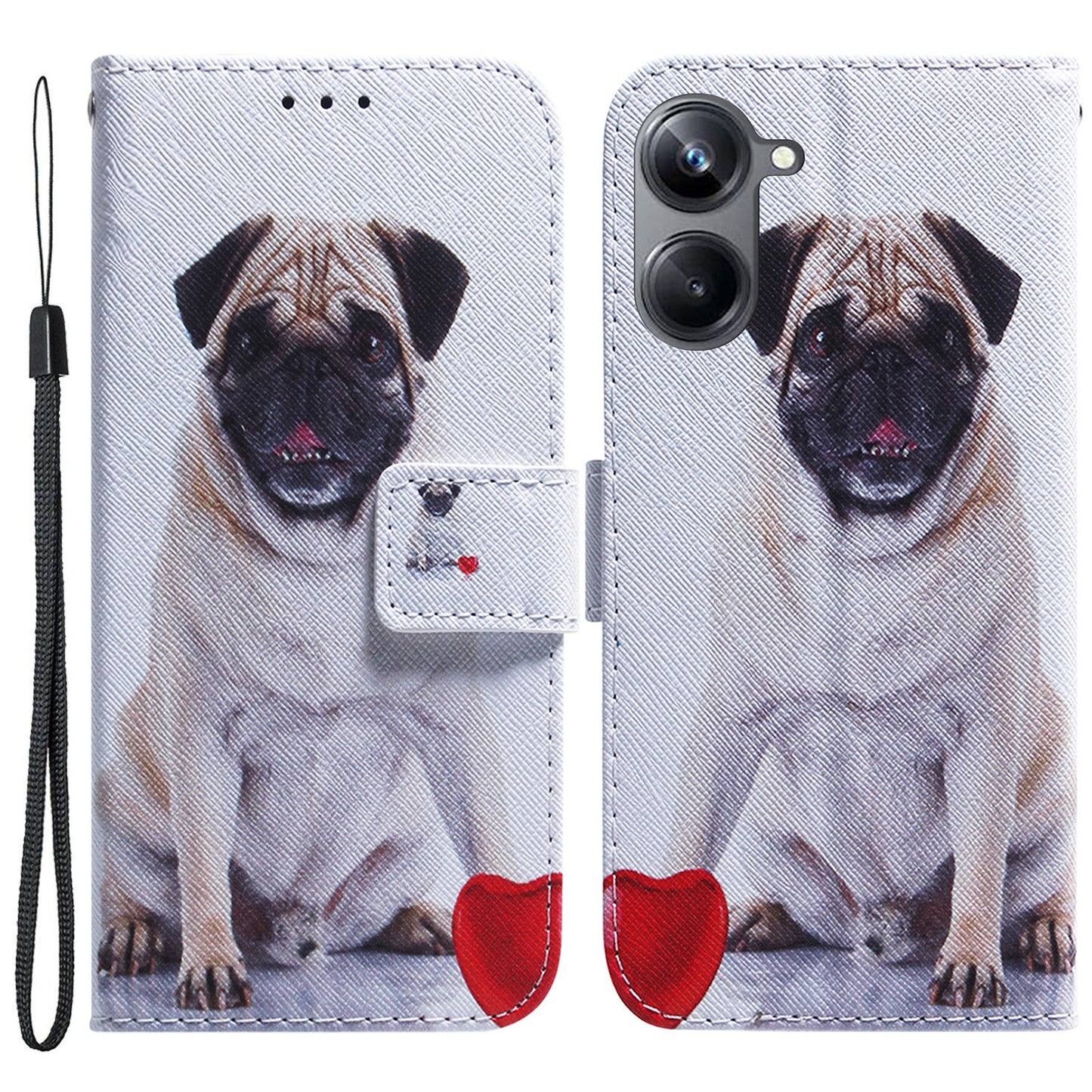 For Realme 10 Pro 5G Pattern Printing PU Leather Wallet Phone Case Stand Cover with Wrist Strap