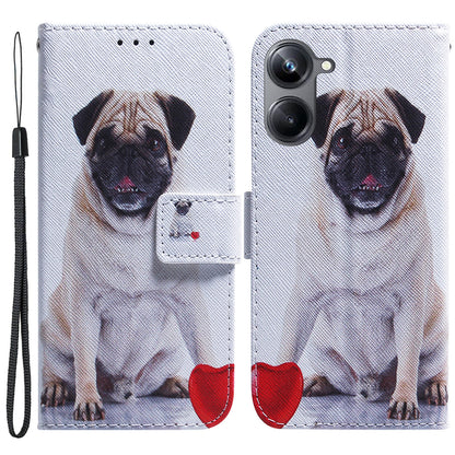 For Realme 10 Pro 5G Pattern Printing PU Leather Wallet Phone Case Stand Cover with Wrist Strap