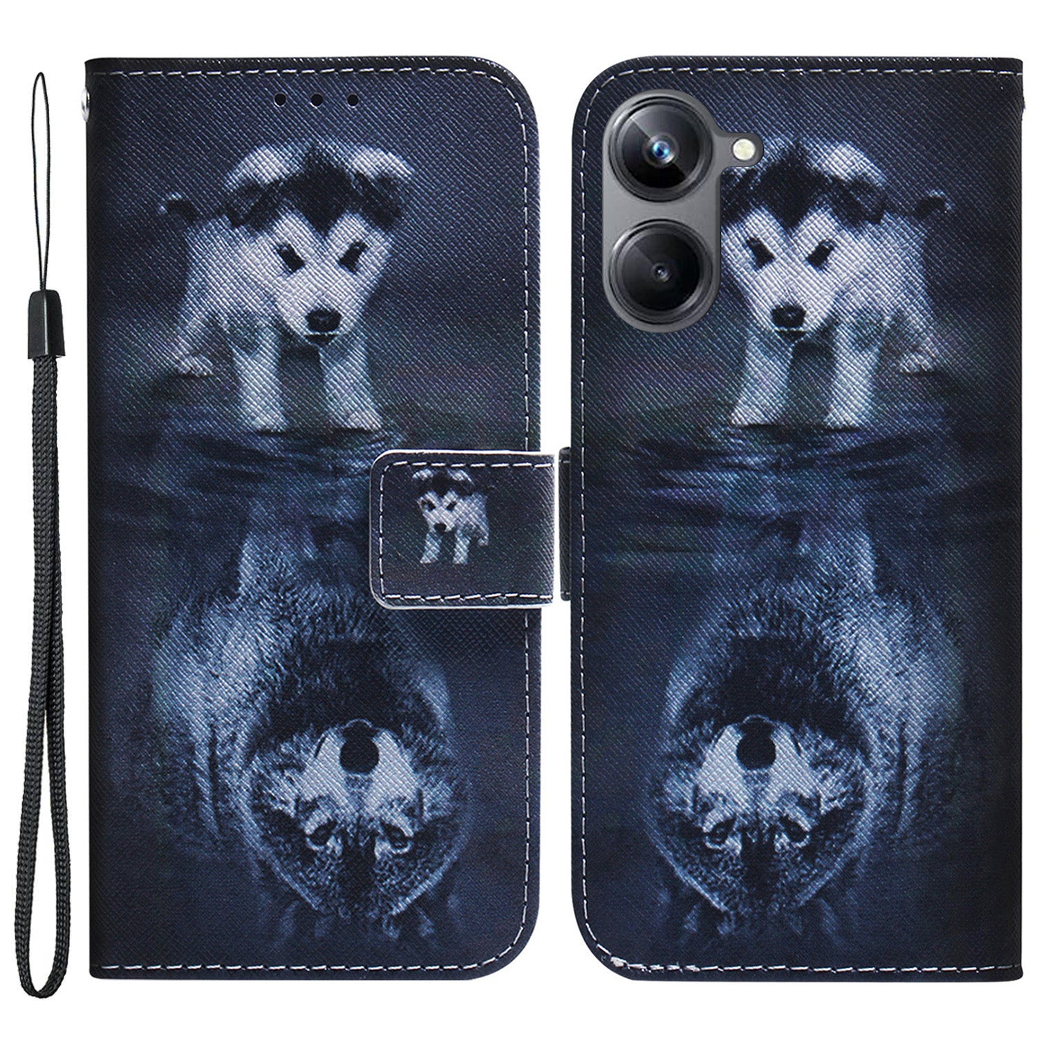 For Realme 10 Pro 5G Pattern Printing PU Leather Wallet Phone Case Stand Cover with Wrist Strap