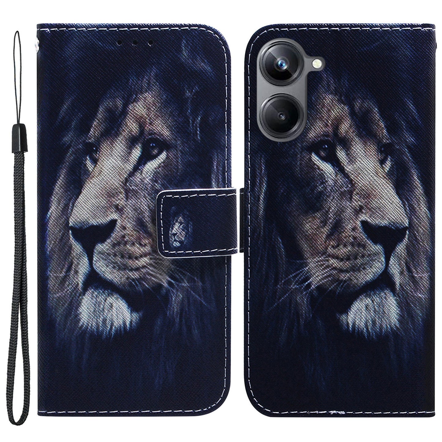 For Realme 10 Pro 5G Pattern Printing PU Leather Wallet Phone Case Stand Cover with Wrist Strap