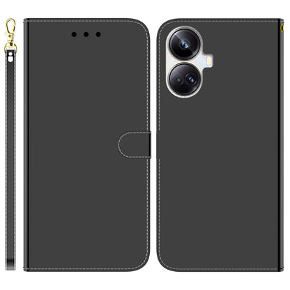 For Realme 10 Pro+ 5G PU Leather Flip Folio Case Wallet Mirror-like Surface Stand Phone Cover