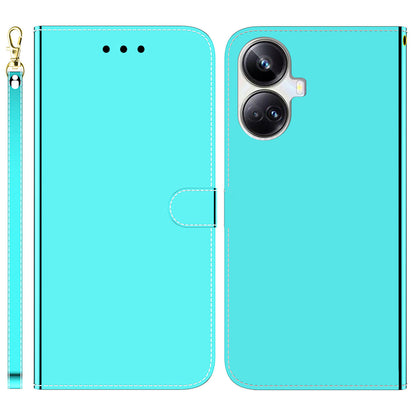 For Realme 10 Pro+ 5G PU Leather Flip Folio Case Wallet Mirror-like Surface Stand Phone Cover