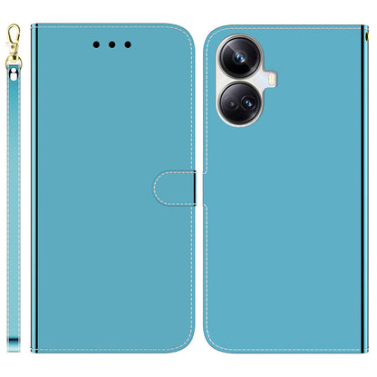 For Realme 10 Pro+ 5G PU Leather Flip Folio Case Wallet Mirror-like Surface Stand Phone Cover