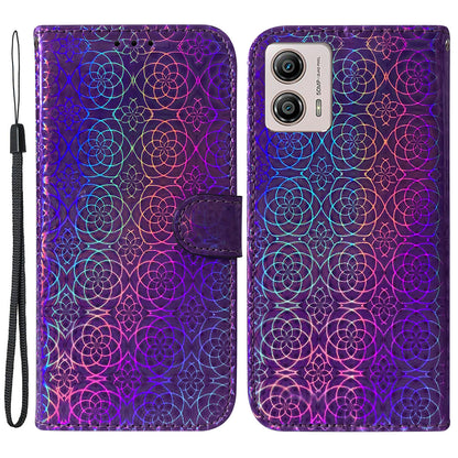 For Motorola Moto G13 4G / G23 4G / G53 5G PU Leather Dazzling Flower Pattern Case Wallet Stand Flip Phone Cover