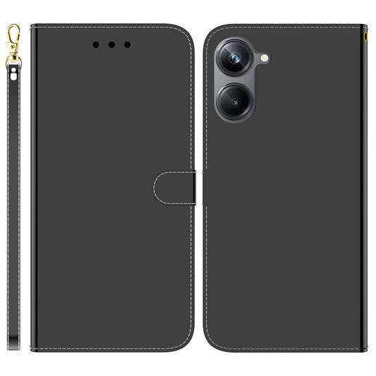 For Realme 10 Pro 5G Mirror-like Surface PU Leather Case Wallet Stand TPU Inner Shell Phone Cover