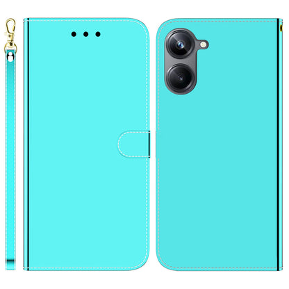 For Realme 10 Pro 5G Mirror-like Surface PU Leather Case Wallet Stand TPU Inner Shell Phone Cover