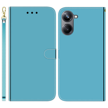 For Realme 10 Pro 5G Mirror-like Surface PU Leather Case Wallet Stand TPU Inner Shell Phone Cover