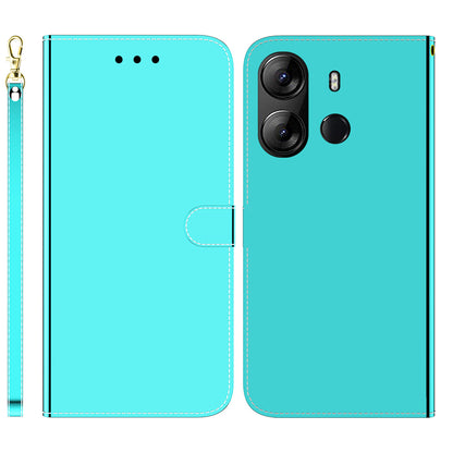For Tecno Spark Go 2023 4G / Pop 7 Pro 4G Stand Wallet Phone Case PU Leather Mirror-like Surface Flip Cover with Strap