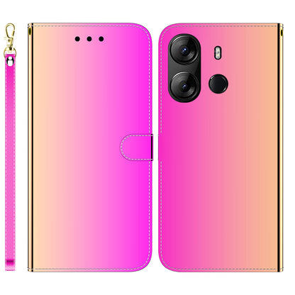 For Tecno Spark Go 2023 4G / Pop 7 Pro 4G Stand Wallet Phone Case PU Leather Mirror-like Surface Flip Cover with Strap