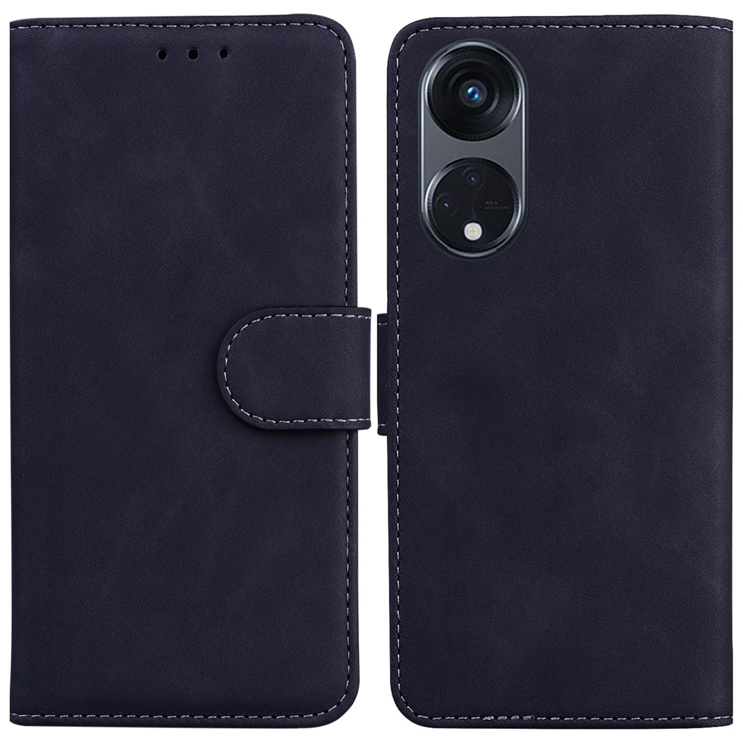 For Oppo Reno8 T 5G / A1 Pro 5G Stand Wallet Cover Solid Color PU Leather Phone Case