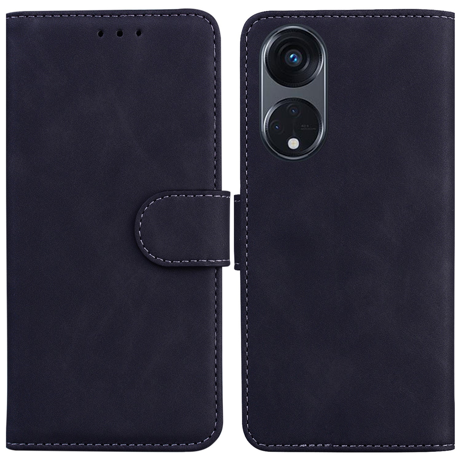 For Oppo Reno8 T 5G / A1 Pro 5G Stand Wallet Cover Solid Color PU Leather Phone Case