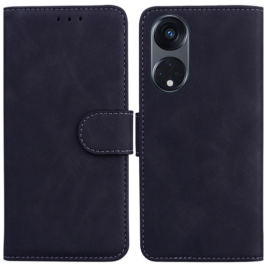 For Oppo Reno8 T 5G / A1 Pro 5G Stand Wallet Cover Solid Color PU Leather Phone Case