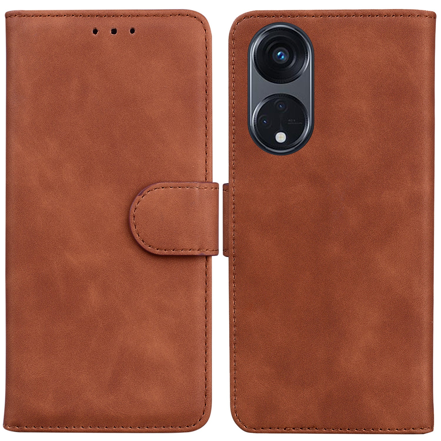 For Oppo Reno8 T 5G / A1 Pro 5G Stand Wallet Cover Solid Color PU Leather Phone Case