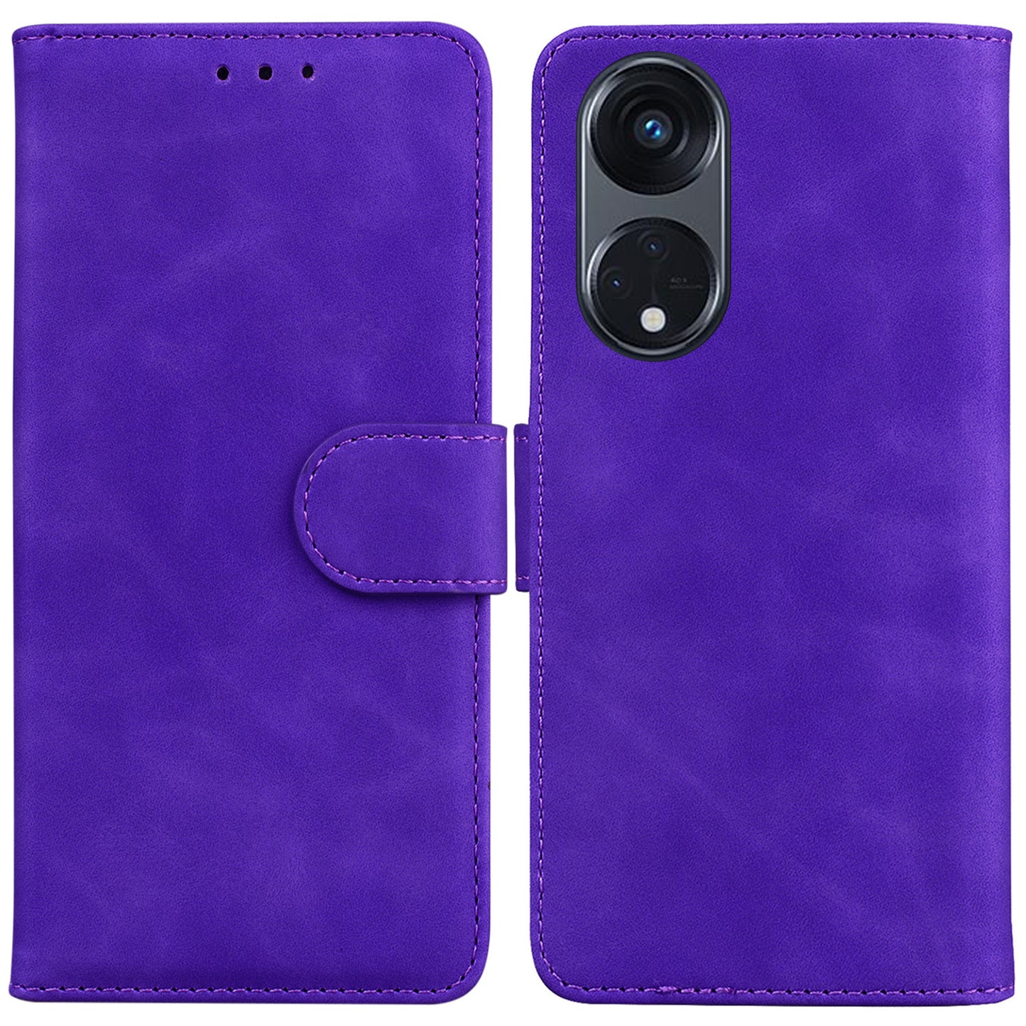 For Oppo Reno8 T 5G / A1 Pro 5G Stand Wallet Cover Solid Color PU Leather Phone Case